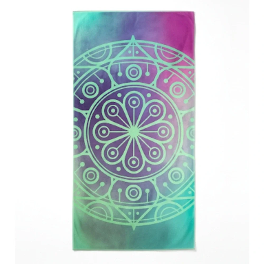Mandala Tapestry Yoga‎ Beach Towel Teal Purple Green